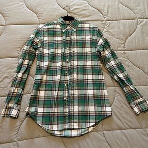 Men’s Long Sleeve Green Plaid Ralph Lauren Button Down
